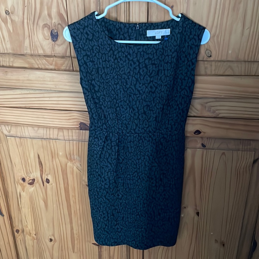 ANN TAYLOR LOFT PETITES Charcoal & Black Sleeveless Dress Size 2P